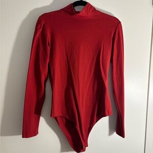 Reformation Jeans Red Turtleneck Bodysuit